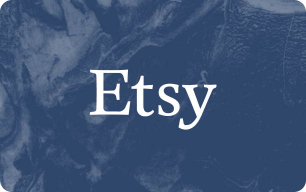 Etsy logo on a dark blue background