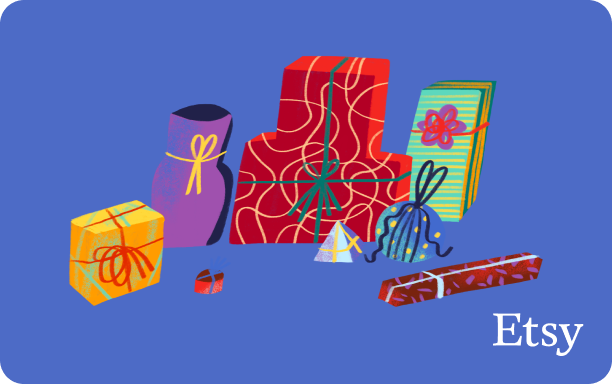 Illustration of presents wrapped with wrapping paper and ribbons on a blue background