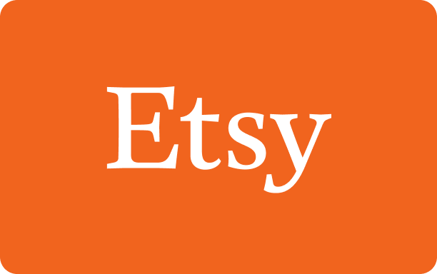 Etsy logo with white font on an orange background