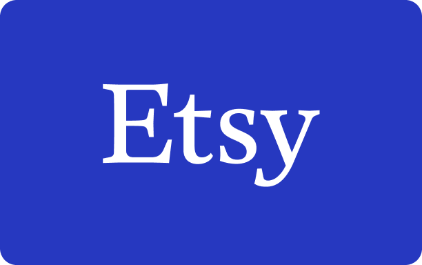 Etsy logo with white font on a blue background
